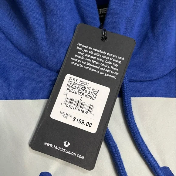 NWT - True Religion Men's Studded Icon Hoodie - Size L - Picture 13 of 13